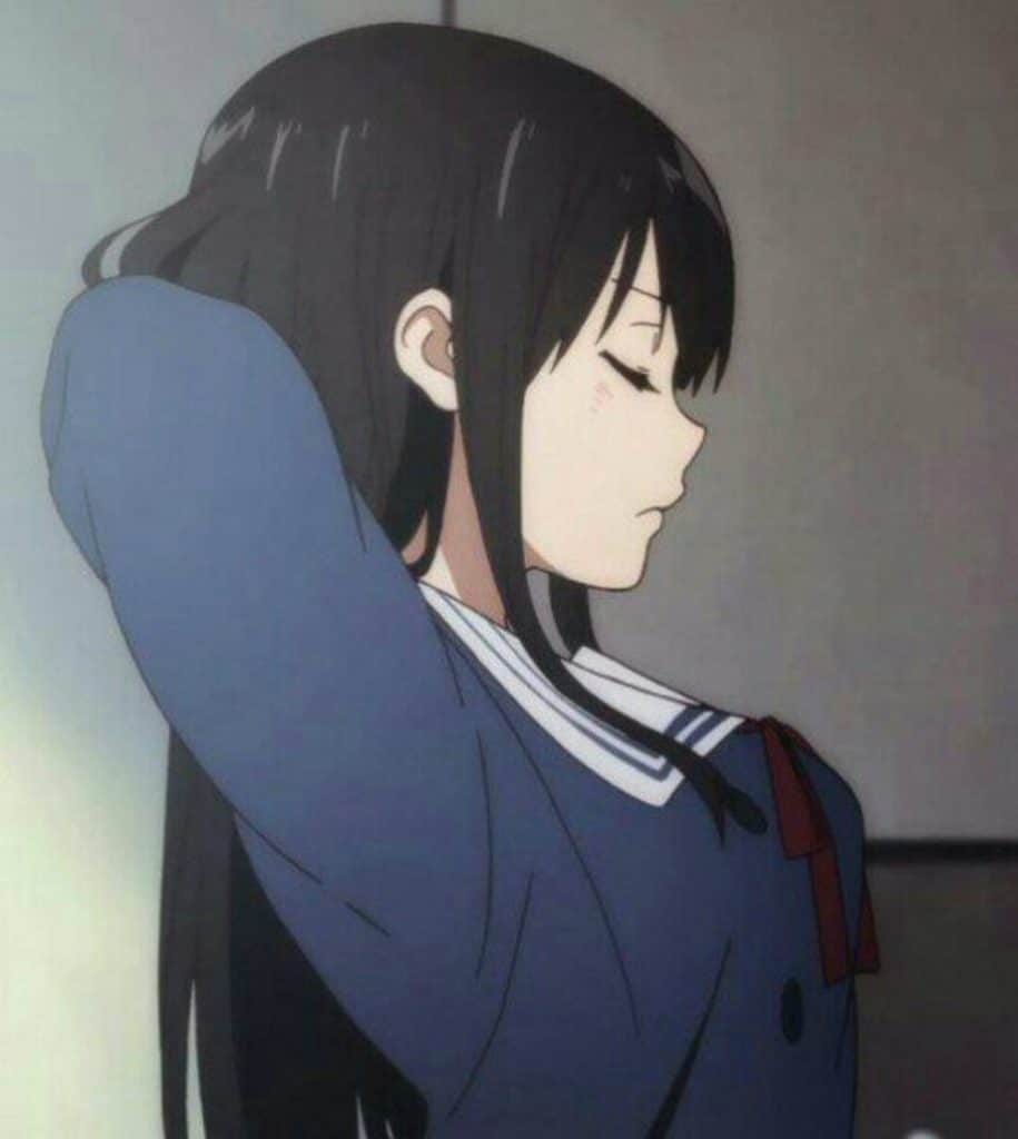 anime girls with black hair aesthetic