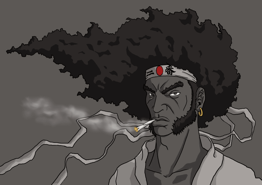 drawing afro samurai smoking