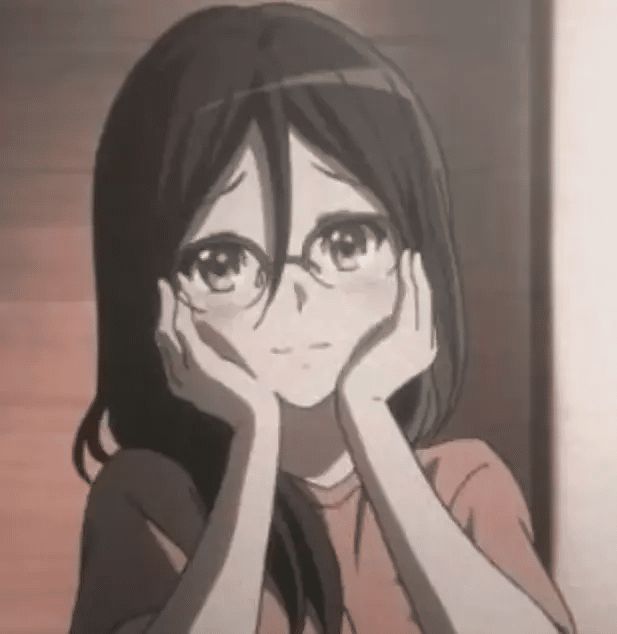 retro anime girl with glasses