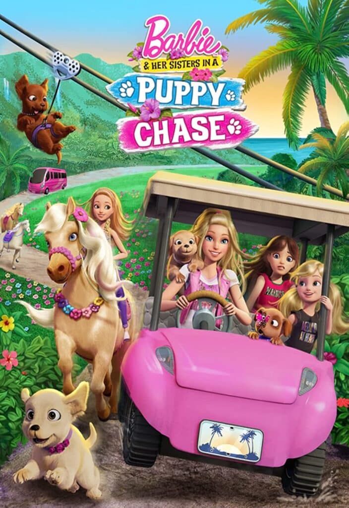 barbie & her sisters in a puppy chase